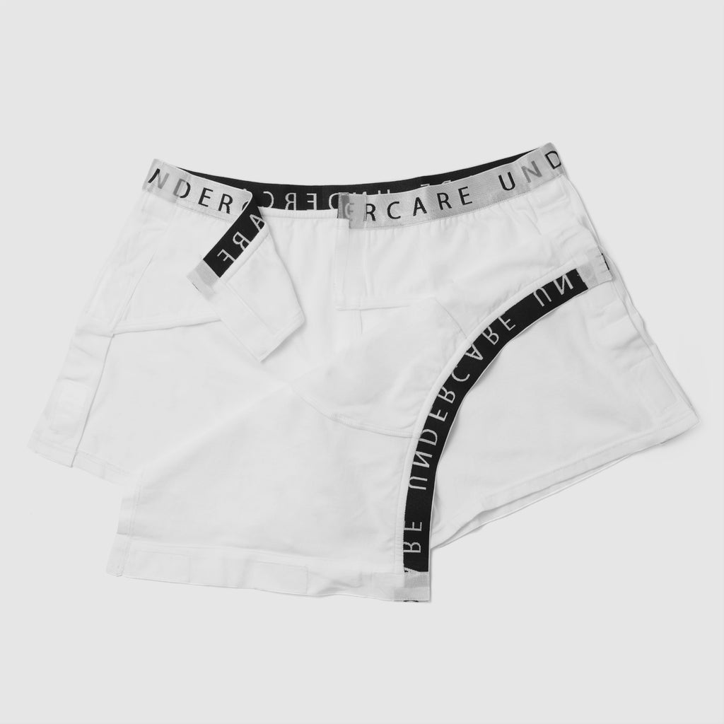 UNDERCARE Adaptive Underwear: Men's Knit Boxer Brief with Easy Velcro  Closure and Fly Opening White, White, Large